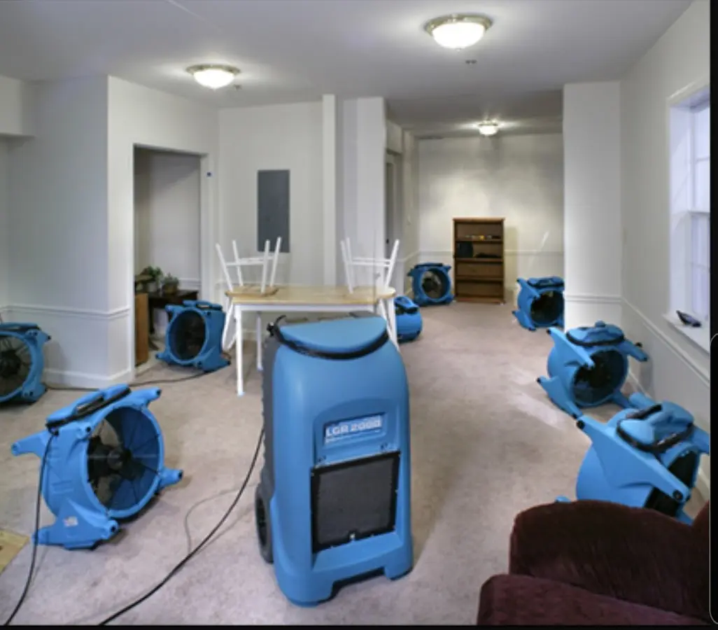 Air movers and dehumidifier setup for Water Extraction & Removal in Westlake